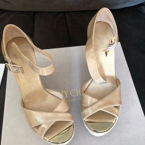 Jimmy Choo Pallis Espadrilles (38) Patent Nude